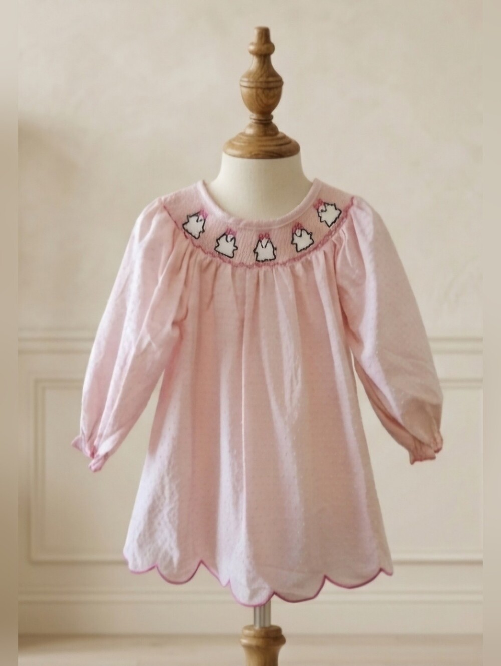 Rylee Faith Designs Smocked Ghost Bishop Dress Size 4